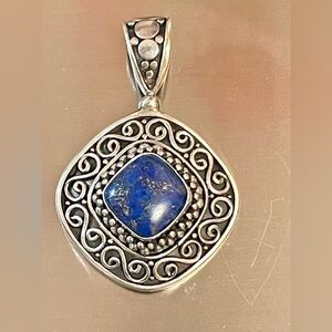 BA Suarti Designer Signed Sterling Silver 925 Blue Lapis lazuli pendant Bali